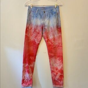 Garage Pink and Blue Tie Dye Skinny Jeans